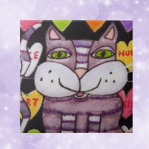 Carreau Candy Heart Purple Chat Valentine