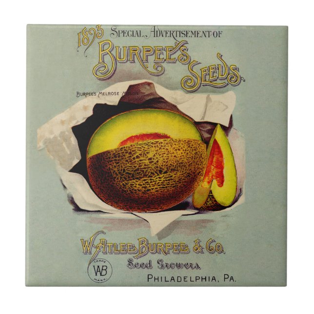 Carreau Cantaloupe Semences Publicité Art Antique (Devant)