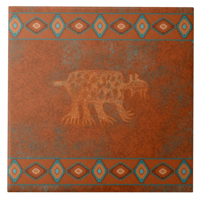 Carreau Canyons du sud-ouest Bobcat Petroglyph Bordé (Devant)