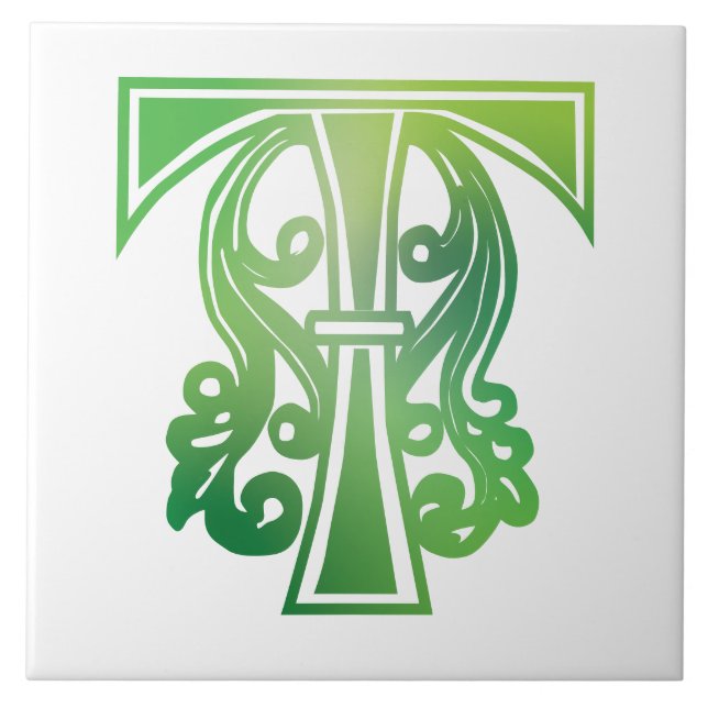 Carreau Capitale décorative botanique médiévale T (Devant)