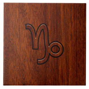 Carreau Capricorn Zodiac Symbol in Mahogany Brown