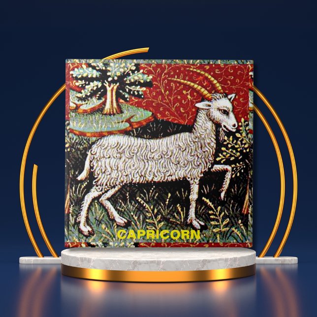 Carreau Capricorne chèvre signe Zodiac fête d'anniversaire (Capricorn the Goat Zodiac Sign Birthday Party Ceramic Tile Cover)