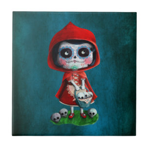 Carreau Capuchon de rouge de Dia de los Muertos Little