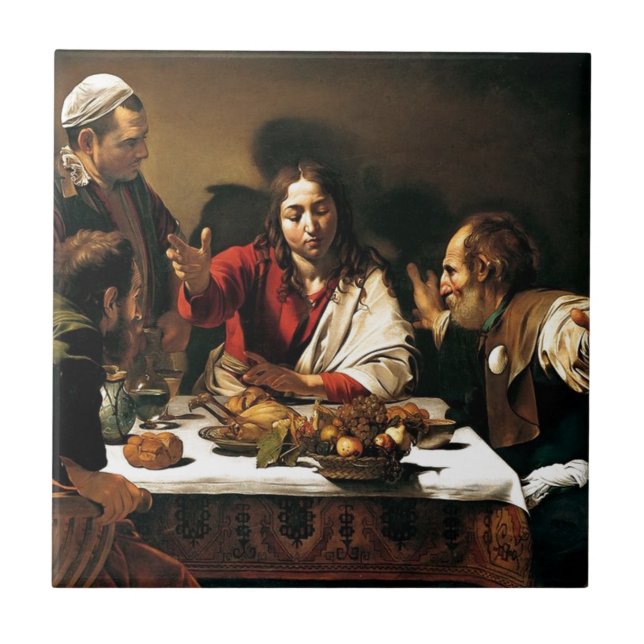 Carreau Caravaggio - dîner chez Emmaus - peinture (Devant)