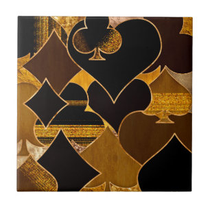 Carreau Card Suit symbole de collage - Black and Gold text