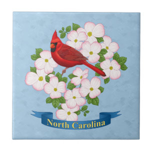 Carreau Cardinal d'État de Caroline du Nord Oiseau Dogwood