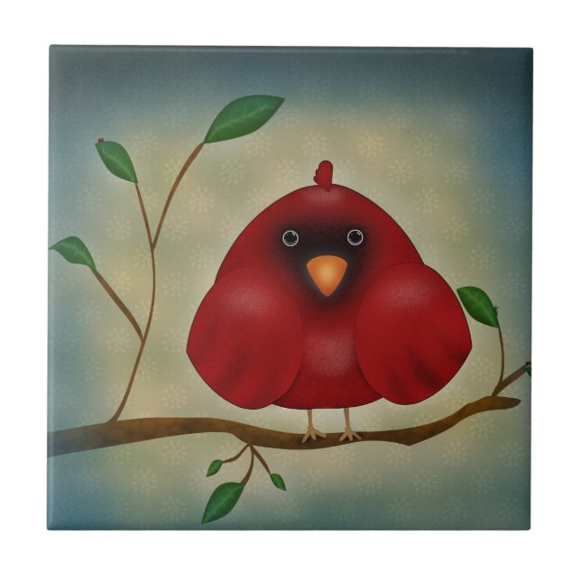 Carreau Cardinal rouge d'oiseau (Devant)