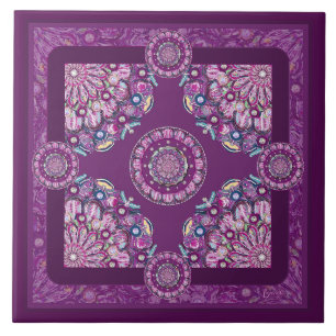 Carreau Cardinal rouge Rosace