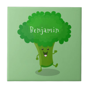 Carreau Caricature de brocoli dansant Cute kawaii
