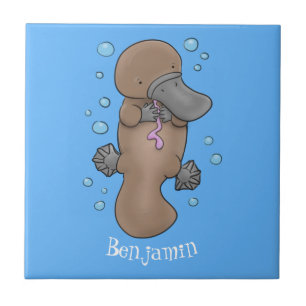 Carreau Caricature de platypus bébé très heureuse