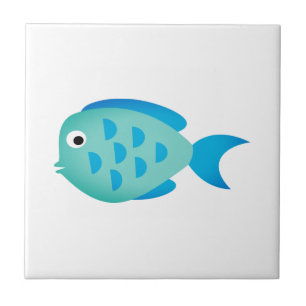 Carreau Caricature de poisson bleu personnalisées céramiqu
