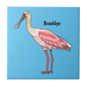Carreau Caricature d'oiseau de spatule de rose