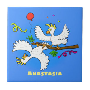 Carreau Caricature d'oiseaux de cockatoo amusante
