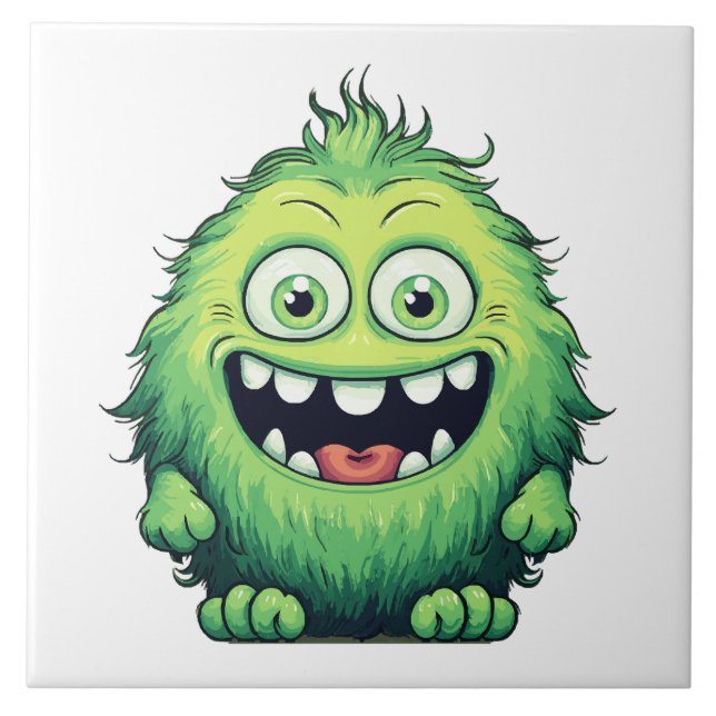 Carreau Caricature du Monstre Vert et souriant (Devant)