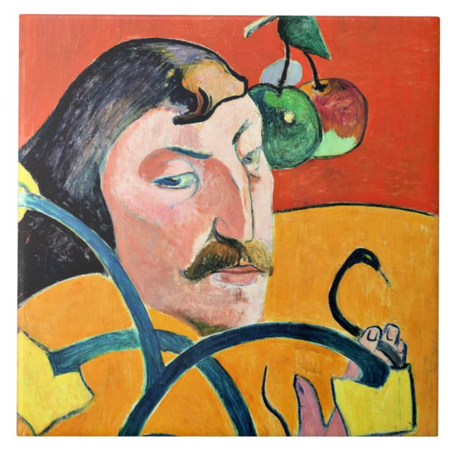 Carreau Caricature, peinture de Gauguin, (Devant)
