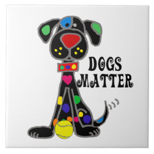 Carreau Caricature pour chiens noirs mignons