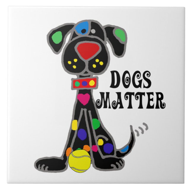 Carreau Caricature pour chiens noirs mignons (Devant)