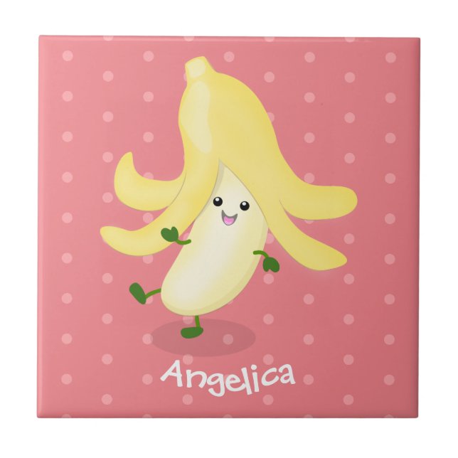 Carreau Caricature sur la banane de Cute kawaii (Devant)