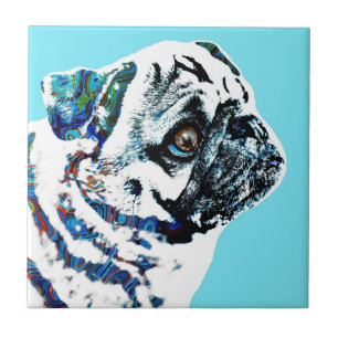 Carreau Carlin Chien 166 arrière - plan bleu