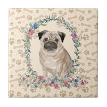 Carlin Chien Empreinte de patte Floral Cute Beige