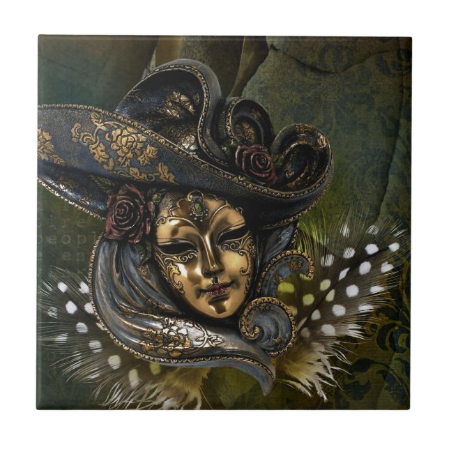 Carreau Carnival Masque vert Damas Carrelage (Devant)