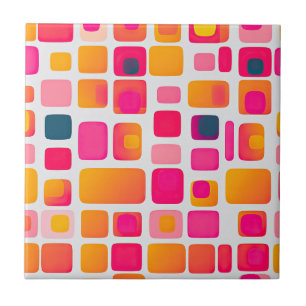 Carreau Carré coloré Blocs Abstrait Motif Rétro