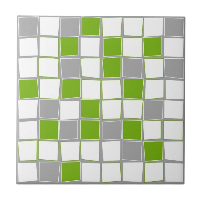 Carreau Carré, gris, blanc, vert, moderne (Devant)