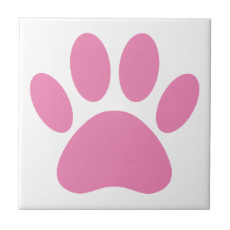 Carreau Carré Pawprint chien rose