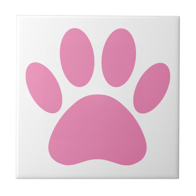 Carreau Carré Pawprint chien rose (Devant)