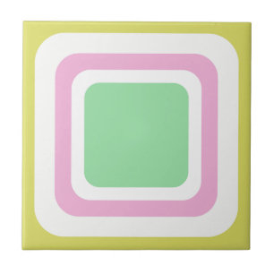 Carreau Carré Rétro Pastel Vert Rose Blanc