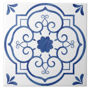 Carreau Carrelage à motifs floraux bleus décoratifs
