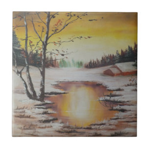 Carreau Carrelage Ann Hayes Peinture Scène d'hiver