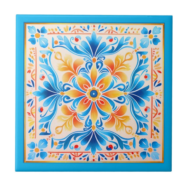 Carreau Carrelage Art Fleurs Mexicaines (Devant)