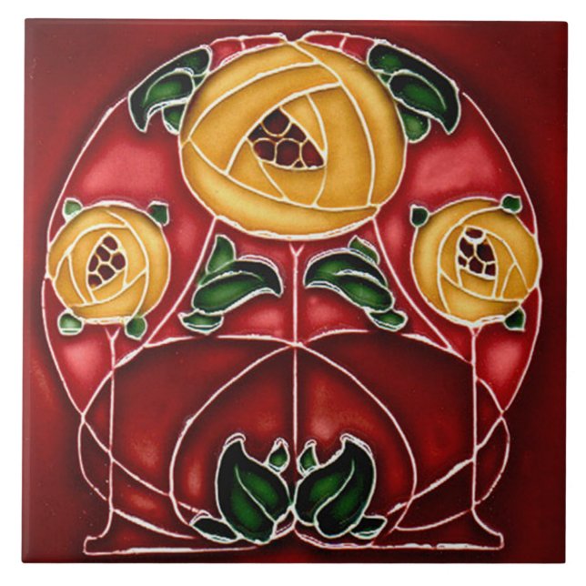 Carreau Carrelage Art nouveau cheminée décorative (Devant)