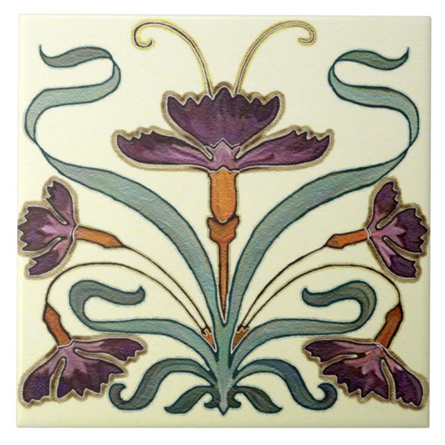 Carreau Carrelage Art nouveau cheminée décorative (Devant)
