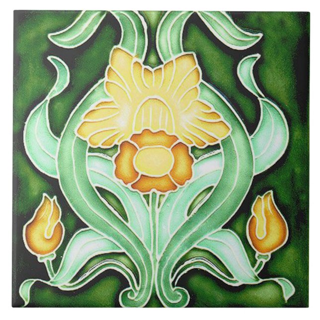 Carreau Carrelage Art nouveau cheminée décorative (Devant)
