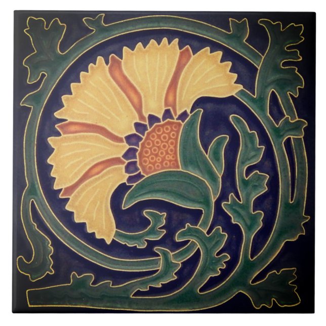 Carreau Carrelage Art Nouveau - Design Floral (Devant)