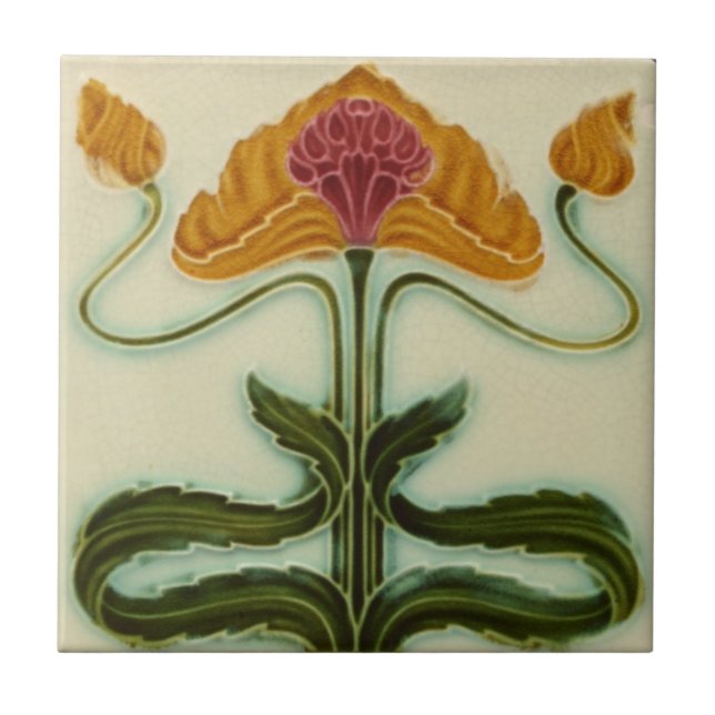 Carreau Carrelage Art Nouveau en céramique - Fleurs (Devant)