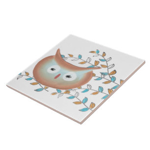Carreau Carrelage avec hibou imprimé en Aqua et Brown