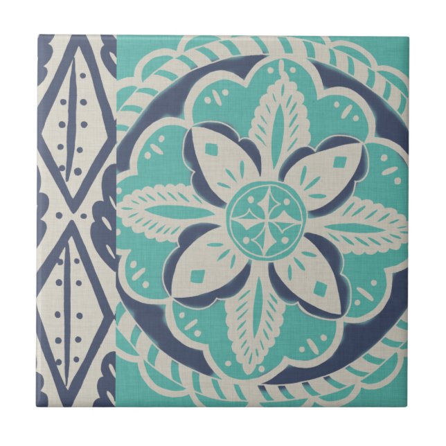 Carreau Carrelage bleu Batik IV (Devant)