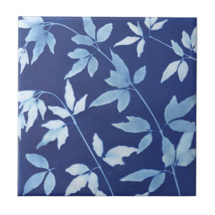 Carreau Carrelage bleu fleuri en céramique