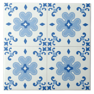 Carreau Carrelage bleu floral décoratif