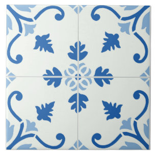Carreau Carrelage bleu floral décoratif