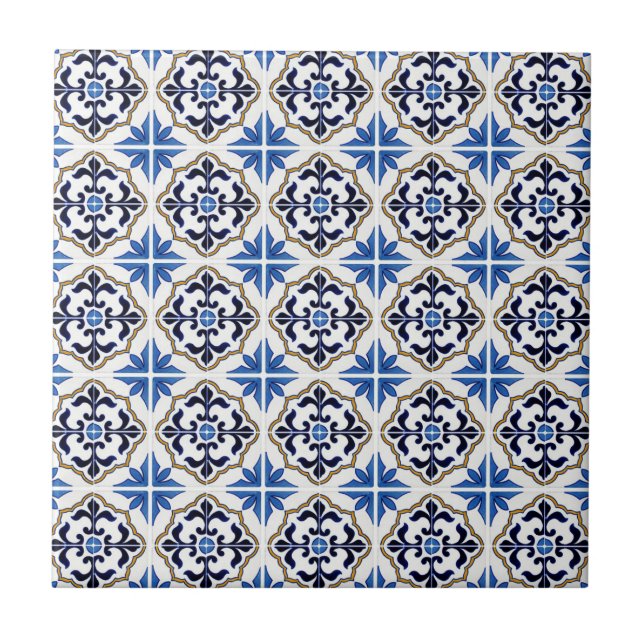 Carreau Carrelage Brown bleu marocain (Devant)