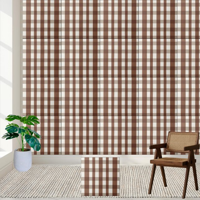 Carreau Carrelage Brown et blanc simple et élégant À damie (Simple and Stylish Brown and White Checkered Tile)