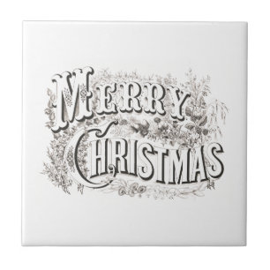 CARREAU CARRELAGE CÉRAMIQUE AVEC "JOYEUX NOËL" VINTAGE