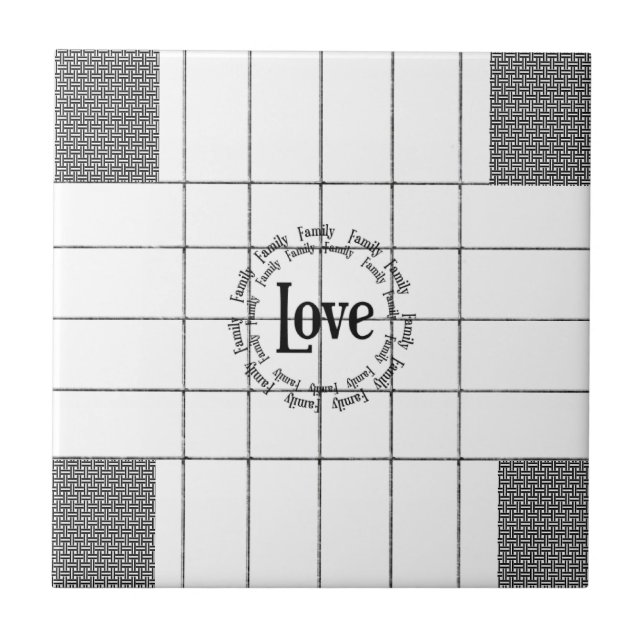 Carreau Carrelage céramique Blanc et noir Plaid Love Famil (Devant)