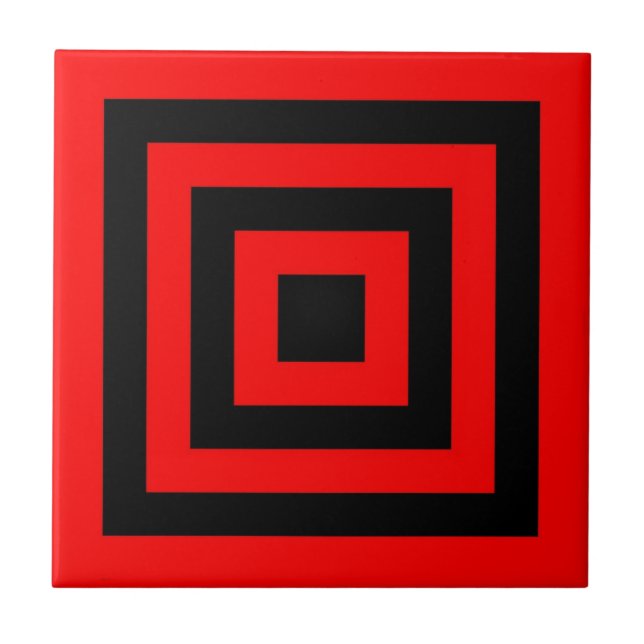CARREAU CARRELAGE CÉRAMIQUE - CARRÉ NOIR ROUGE (Devant)
