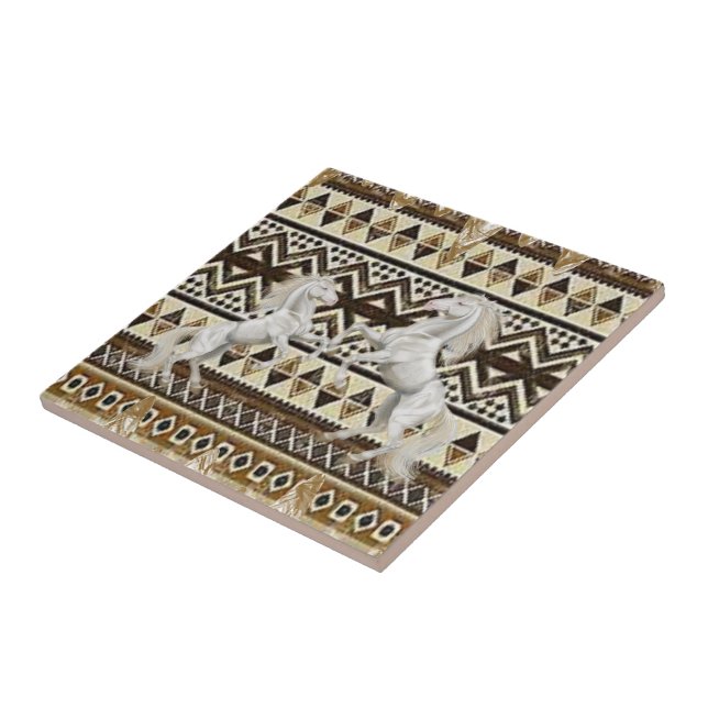 Carreau Carrelage céramique Chevaux blancs Aztec (Côté)