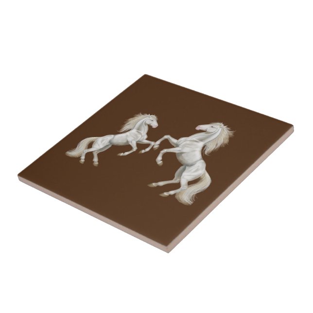Carreau Carrelage céramique Chevaux blancs Brown (Côté)